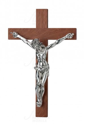 Crocefisso Cristo Argentato Base Legno Alexia AX6089