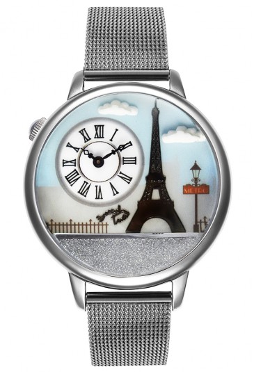 Orologio Braccialini Donna Cartoline Parigi Paris Quadrante 3D Cinturino Mesh Acciaio TUA 183/AM