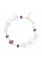 Bracciale Donna Perle Coltivate Freshwater Pietre Dure Colorate Oro 18kt Fantasia Monile HO4RCFM