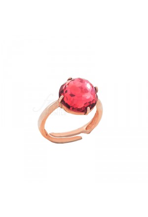 Anello Donna Pietra Fuxia Sfaccettata Argento Rosa 925 Fantasia Monile KPUFOFM