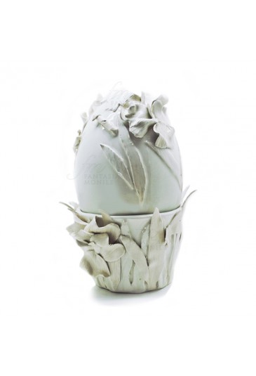 Uovo Porcellana Bianca Pasqua Lavorazione Artigianale Made in Italy Fantasia Monile 6073