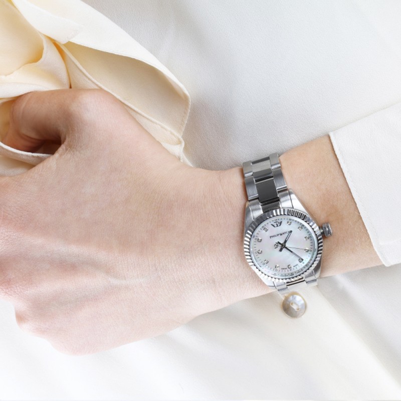 Philip Watch Orologio Donna Lady Acciaio Madreperla Diamanti Caribe