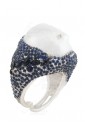 Anello Donna Perla Barocca Pietre Blu Design Cabochon Fantasia Monile UWIW0FM