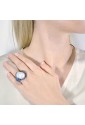 Anello Donna Perla Barocca Pietre Blu Design Cabochon Fantasia Monile UWIW0FM