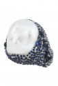 Anello Donna Perla Barocca Pietre Blu Design Cabochon Fantasia Monile UWIW0FM