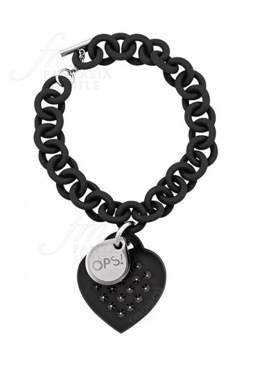 Bracciale OPS! Studs Silicone Gomma Nero Borchie Cuore OPSBR-70