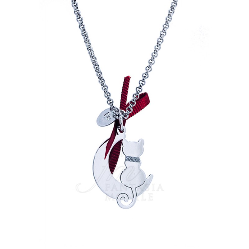 Ciondolo Gatto Rosa In Argento Sterling 925 - Charm Piccolo E Delicato, Regalo Perfetto