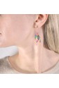 Orecchini Lebole Gioielli Fujiyama Mini Ventaglio Argento Seta Giapponese Pietra Rosa Sfaccettata 4KZGBFM