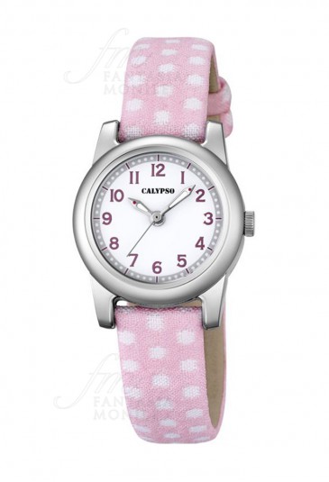 Orologio Calypso Junior Collection Kids Bambina Cassa Acciaio Cinturino Rosa Pois K5713/2