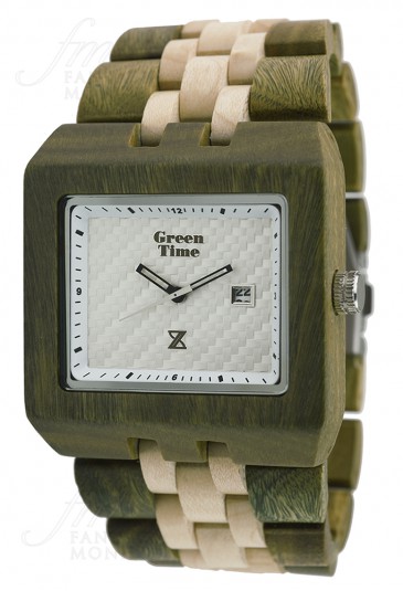 Orologio Green Time Square Uomo Legno Timewood Quadrato Bianco ZW004E