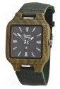 Orologio Quadrato Uomo Legno Sandalo Cinturino Cuoio Green Wood Green Time ZW018C