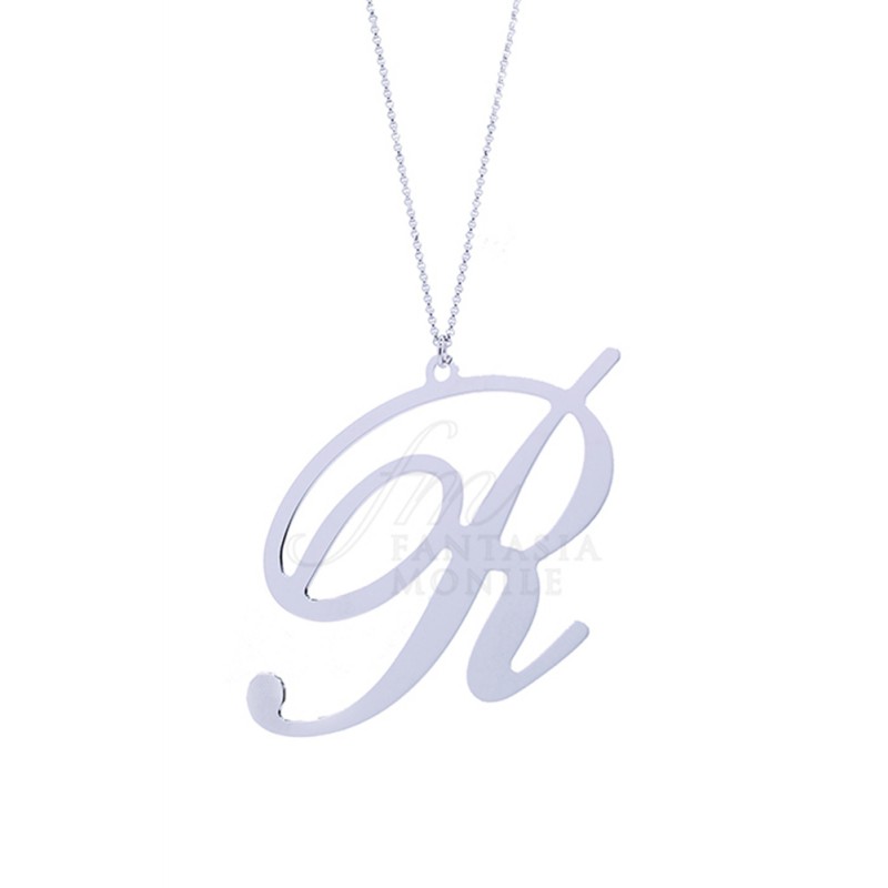 Collana Lettera " A " Strass Ciondolo Catenina Donna - Foto 6