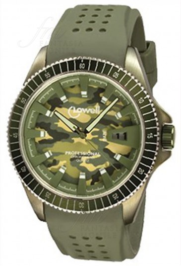 Orologio Lowell Uomo Cinturino Gomma Quadrante Camouflage Army PT9577-04