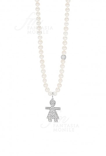 Collana Aquaforte Donna Ciondolo Bambina Perle Argento Cristalli P45BIFM