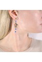Orecchini Lebole Gioielli Fujiyama Mini Ventaglio Argento Seta Giapponese Pietra Blu YLXNQFM