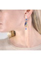 Orecchini Lebole Gioielli Fujiyama Mini Ventaglio Argento Seta Giapponese Pietra Blu YLXNQFM