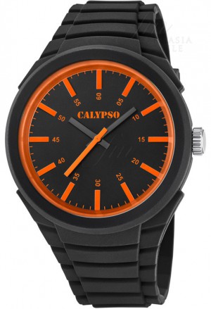 Orologio Calypso Uomo Solo Tempo Nero Arancione K5725/1
