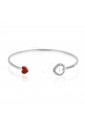 Bracciale Dvccio Rigido Schiava Cuore Rosso Smalto Bianco Silver Lettera I AMM1FM