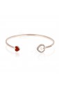 Bracciale Dvccio Rigido Schiava Cuore Rosso Smalto Bianco Bronzo Rosa Lettera B W8Q9GFM