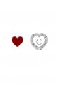 Orecchini Dvccio A Lobo Corti Asimmetrici Cuore Rosso Smalto Bianco Silver Lettera C Y4437FM