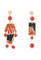 Orecchini Lebole Gioielli Kimono Mini Argento Seta Giapponese Pietra Rubino YTALFFM