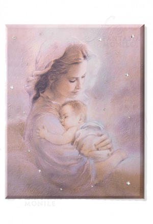 Quadro Sacro Madonna Con Bambino Legno Cristalli Misura 30x40 Regalo Matrimonio Acca SA 12 QU