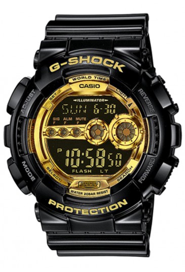 Orologio Casio G-Shock Uomo Sportivo Gomma Nero Oro GD-100GB-1ER