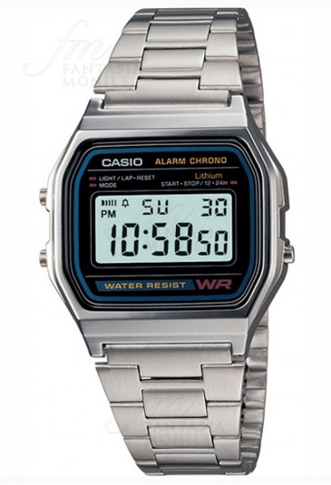 Orologio Casio Vintage Digitale Acciaio Quadrante Blu Unisex A158WA-1DF