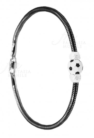 Bracciale Juventus Pallone Bianconero Squadra Calcio Tube Argento 925 Fantasia Monile EIN8HFM