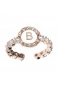 Anello Dvccio Charlotte Tennis Donna Bronzo Rose Smalto Bianco Cristalli Lettera B 7OYTIFM