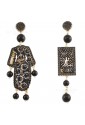 Orecchini Lebole Kimono Must Argento Seta Spinelli Neri Black 35J36FM