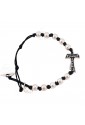 Bracciale Unisex Croce Tau San Francesco Cordura Nera Argento 925 Silver Tau Collection 66XO7FM