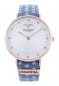 Orologio Donna Rose Cinturino Sartoriale Trama Stelle Celeste Cristalli Colonna 5BIEZFM