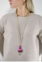 Collana Le Carose Boho Chic Vestito Tessuto Fuxia Blu Pon Pon Donna GU73WFM