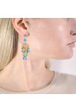 Orecchini Lebole Gioielli Kimono Mini Argento Seta Giapponese Pietra Azzurra QH0FEFM
