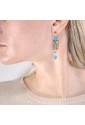 Orecchini Lebole Gioielli Kimono Mini Argento Seta Giapponese Pietra Azzurra QH0FEFM