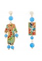 Orecchini Lebole Gioielli Kimono Mini Argento Seta Giapponese Pietra Azzurra QH0FEFM