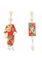 Orecchini Lebole Gioielli Kimono Mini Argento Seta Giapponese Perla V4BQZFM