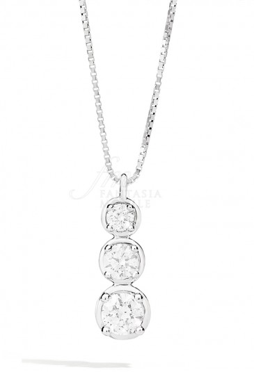 Collana Recarlo Trilogy 3 Pietre Modello Bianca Diamanti Naturali Oro 18kt Donna P23TS364/025-45