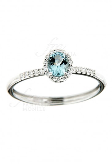 Anello Donna Acquamarina Diamanti Naturali Oro 18kt Modello Gemma Recarlo XE251/BAQ