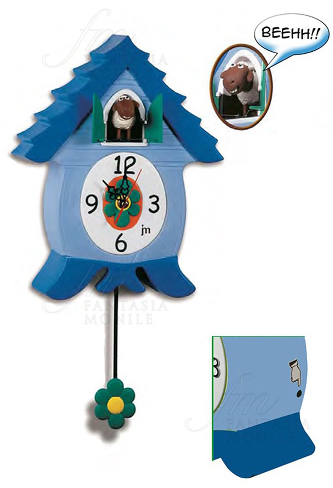 Orologio Cucu Pendolo Quarzo Pecora Blu Lowell 50030 Fantasia Monile