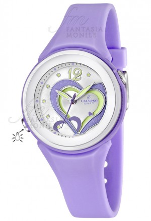 Orologio Calypso Cuore Lady Kids Luminoso 10ATM Colore Lilla K5576/4