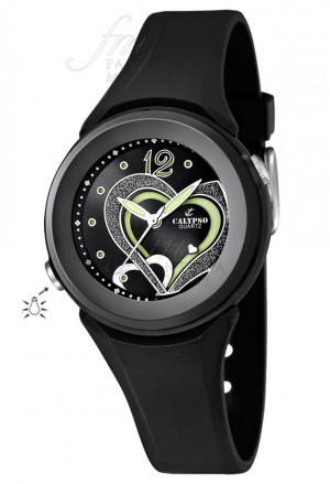 Orologio Calypso Cuore Lady Kids Luminoso Sportivo 10ATM Colore Nero K5576/6