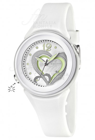 Orologio Calypso Cuore Lady Kids Luminoso Sportivo Bianco Gomma K5576/1