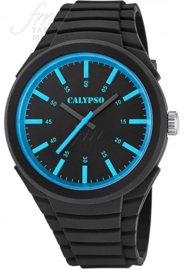 Orologio Calypso Uomo Solo Tempo Nero Azzurro Gomma K5725/3