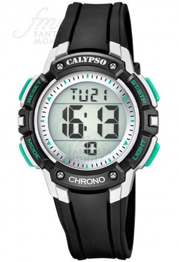 Orologio Calypso Bambino Kids Cronografo Digitale Nero Grigio Acciaio Gomma K5739/3