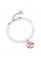 Bracciale Luca Barra Donna Perle Sintetiche Charm Quadrifoglio Acciaio Rosa BK1446