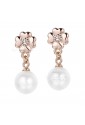 Orecchini Luca Barra Donna Perle Sintetiche Quadrifoglio Acciaio Rosa OK882