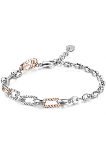 Bracciale Luca Barra Uomo Collezione Sailor Acciaio Silver Rosa BA926