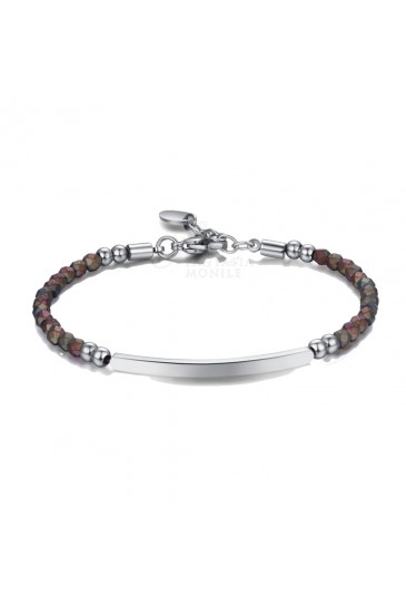 Bracciale Luca Barra Uomo Acciaio Pietre Ematite Opale BA856